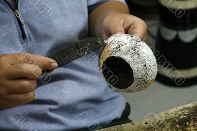 Working at lacquer factory Working at lacquer factory