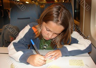 In the car of a train