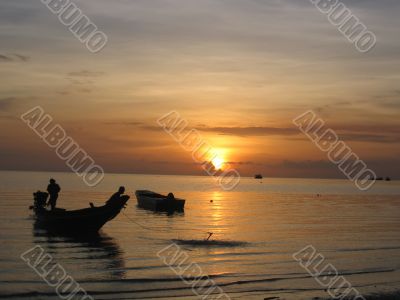 Boat on sunset