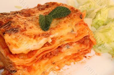 pasta lasagne with meat in italian restourant