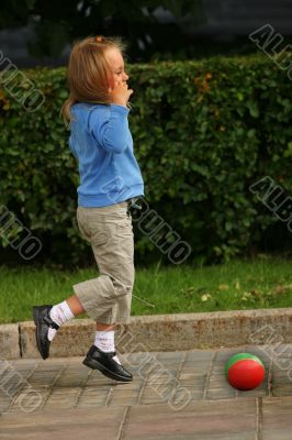 The girl with a ball