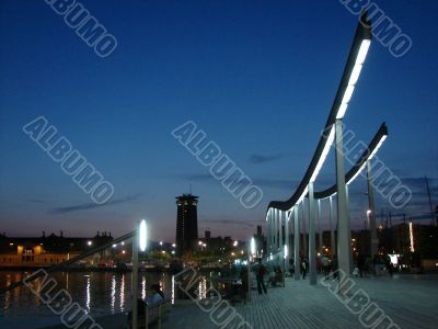 Night port. Bridge. Barcelona