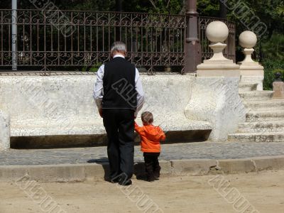 The grandfather with the grandson