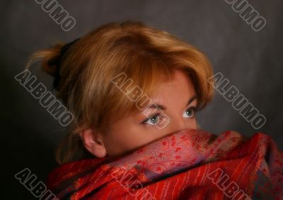 The girl in a red scarf