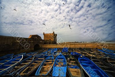 port, boats, sky, pier,birds, clouds