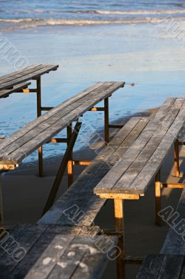 Wooden benches