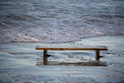 Bench worth in the sea
