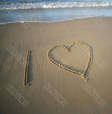 Heart on sand