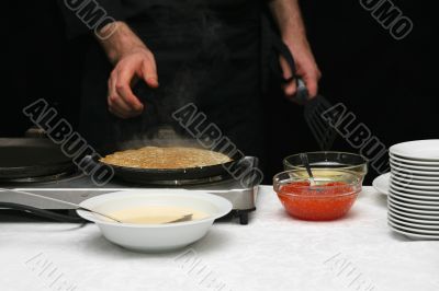 Pancakes with caviar