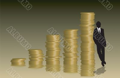 coins graph businessman