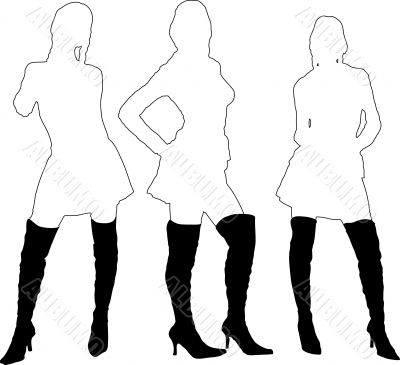 ladies in boots outline