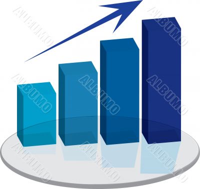 sales plinth blue up arrow