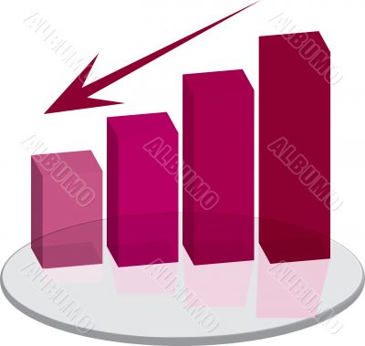 sales plinth red down arrow