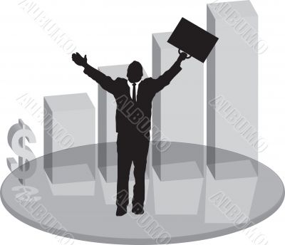 sales plinth glass with businessman