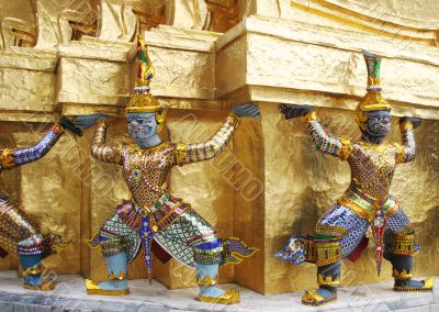 Statues at the Grand Palace, Bangkok, Thailand.