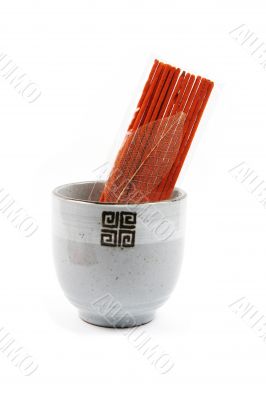 Incense sticks isolated on white
