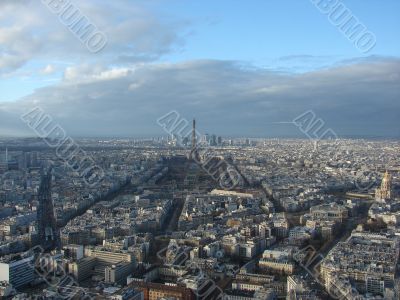 Panorama of Paris with a type on tour d,Eiffel