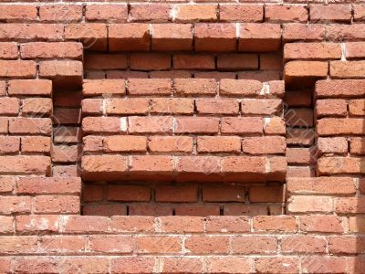 Brick wall of a triumphal arch. Barcelona