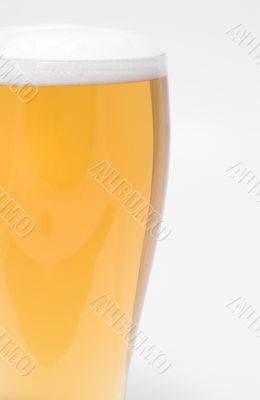 A pilsner glass of ice cold beer.
