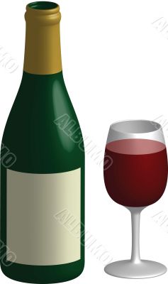 wine bottle with glass