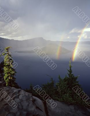 Crater Lake Double Rainbow