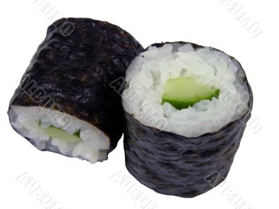 Two cucumber maki rolls