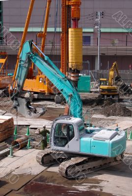 Digger at construction site