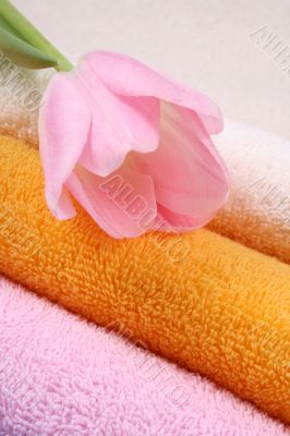 stack of clean colorful towels