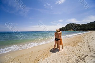 Young men on seacoast