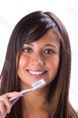 Brunette with brush teeth 2