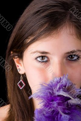 Teenager and feathers