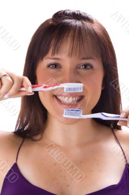 Girl with tooth brushes 2