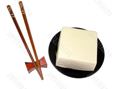 Tofu and chopsticks