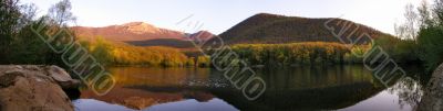 Mountain lake panoramic view Mountain lake panoramic view