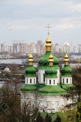 Monastery in Kiev under river Dnieper Monastery in Kiev under river Dnieper