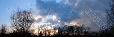 Horizontal panoramic skyskype with clouds