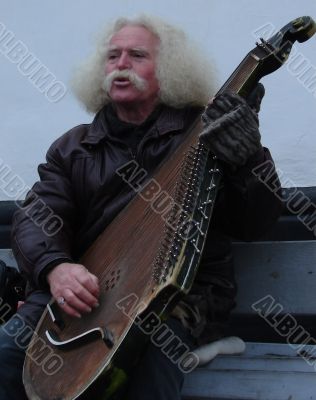 Street folk musician with bandura