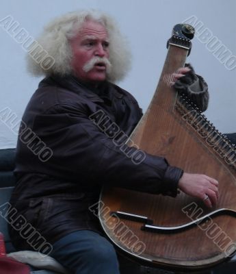 Street folk musician with bandura