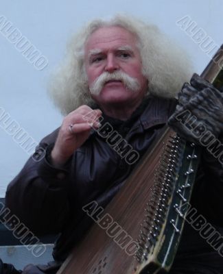 Street folk musician with bandura