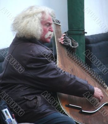 Street folk musician with bandura