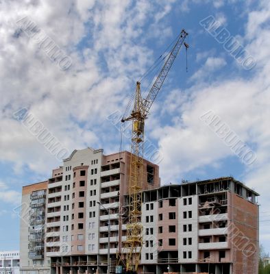 Modern apartment building erection