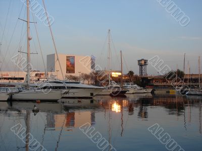 Evening port of Barcelona
