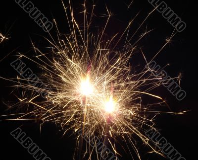 Bright light of sparkling holiday pyrotechnic