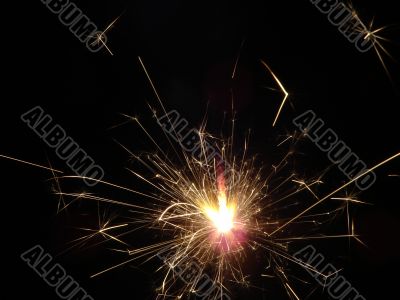 Bright light of sparkling holiday pyrotechnic