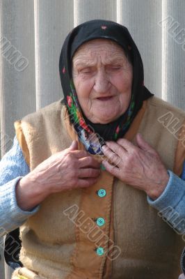 Old Ukrainian country sad granny portrait