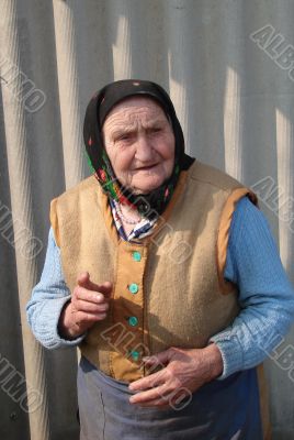 Old Ukrainian country sad granny portrait