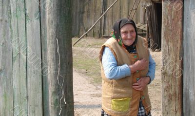 Old Ukrainian country sad granny portrait