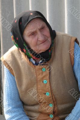 Old Ukrainian country sad granny portrait