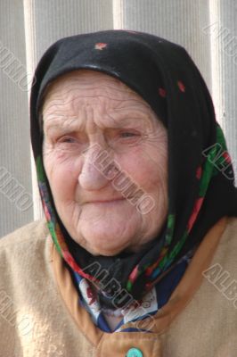 Old Ukrainian country sad granny portrait