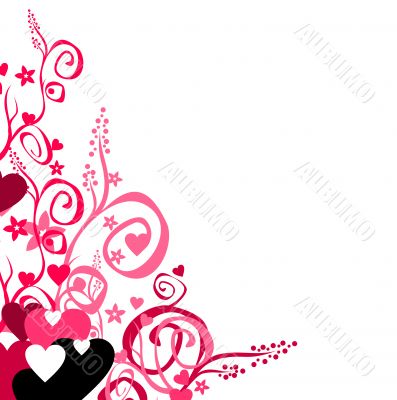 Love &amp; flowers &amp; scrolls background.
